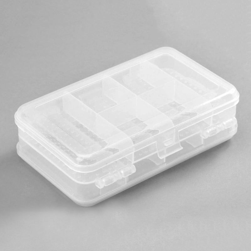 MUXSAM Double Sided Storage Organizer Container with Dividers, 1-Pack Jewelry Box Case 5.6x3.3in for Craft Beads Makeup Rings Earrings Necklace Fishing Tackles Screws (Plastic Front 4 + Back 6 Grids) - Image 1